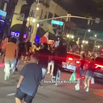“NO KINGS” Rioters ATTACKED a driver in Riverside, CA, so the the driver drove through the crowd to escape