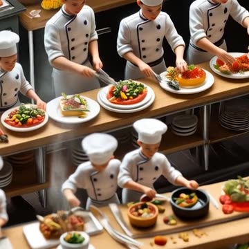 Miniature people working kitchen filled with chefs cooking up a storm 🍳👨‍🍳 #ChefLife #Cooking