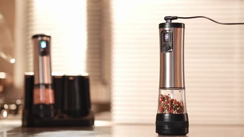 Electric Rechargeable Automatic Salt and Pepper Grinder Set, 2-Speed Setting