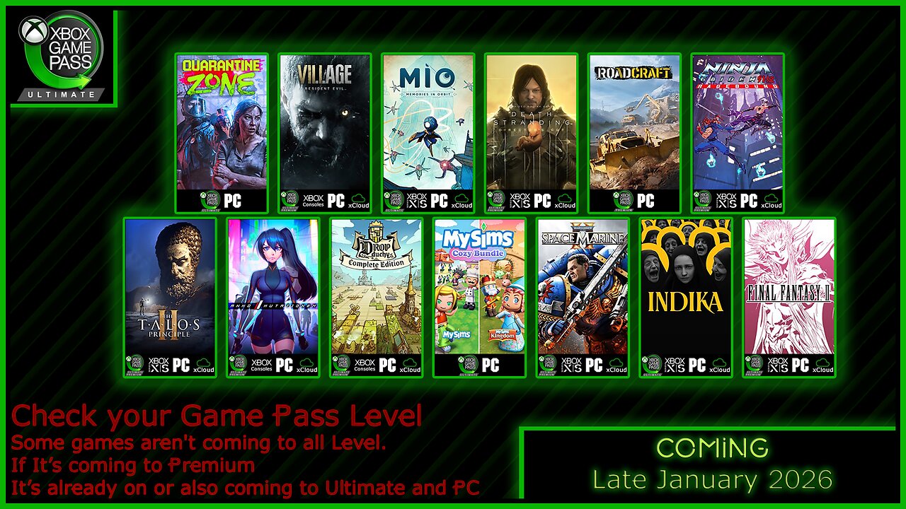 Coming to Xbox Game Pass Late January 2026