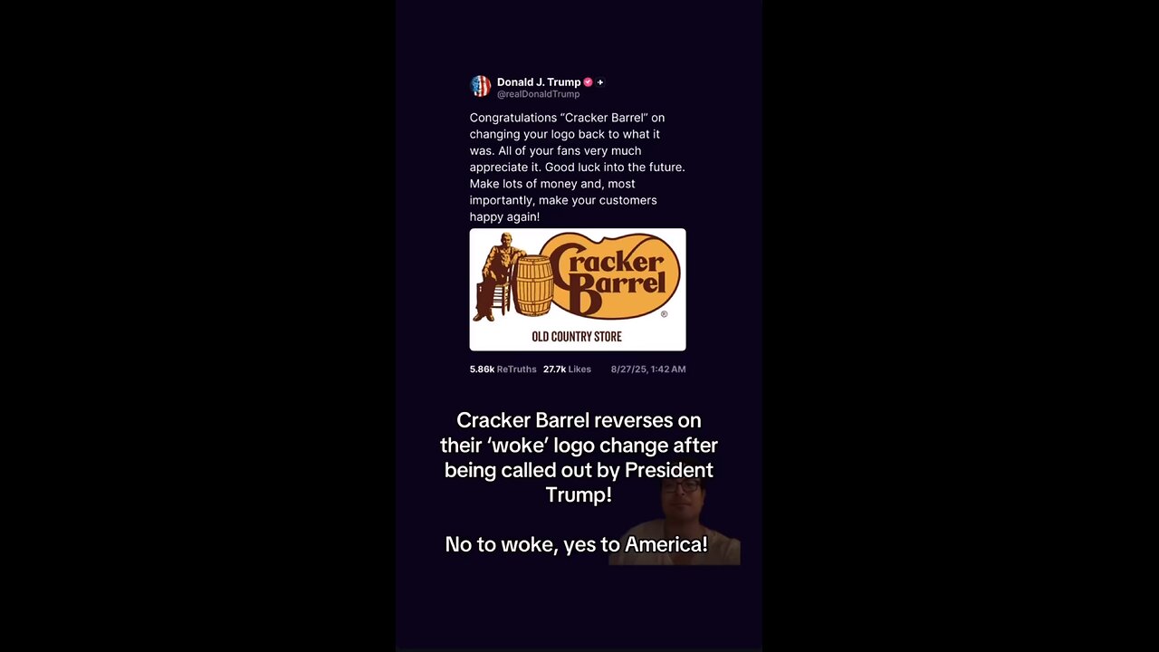 Cracker Barrel reverses on their ‘woke’ logo change after being called out by President Trump!