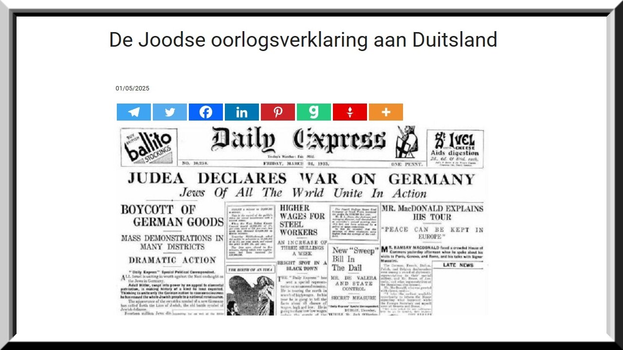De Joodse oorlogsverklaring aan Duitsland.