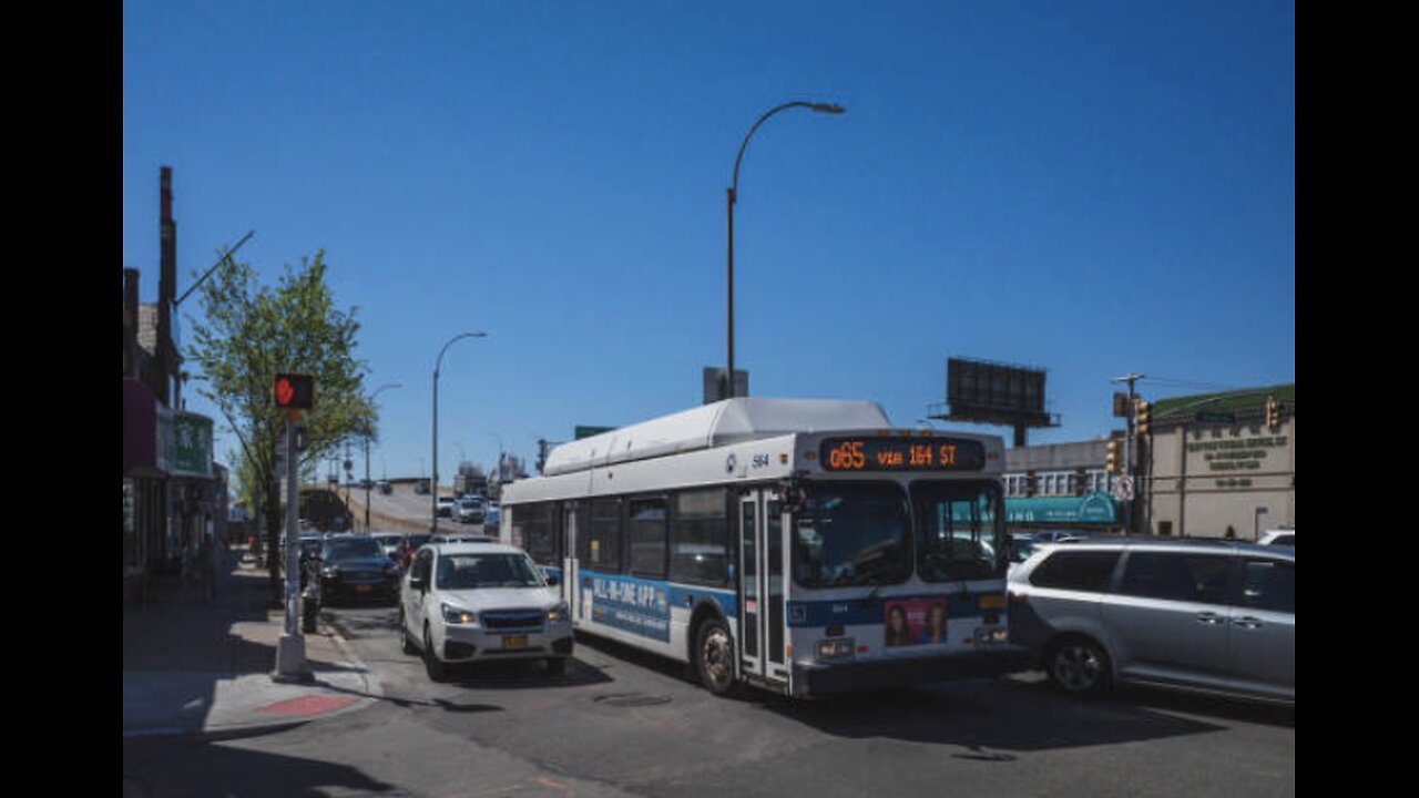 Traffic on Northern Boulevard in Flushing Chinatown stock photo