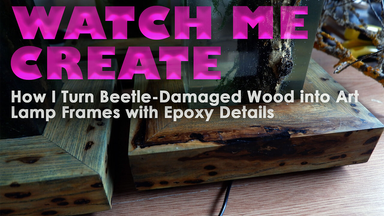 Beetle-Damaged Wood Transformed: Crafting Epoxy Lamp Frames from Nature’s Ruins