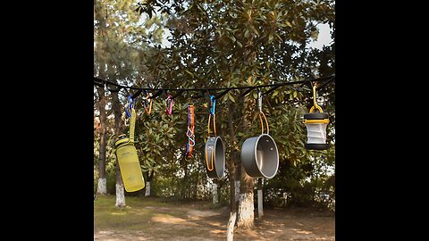 Adjustable Length Outdoor Camping Rope, with 19 Loops, 4.3m Max, for Travel, Hiking, Picnic & Home