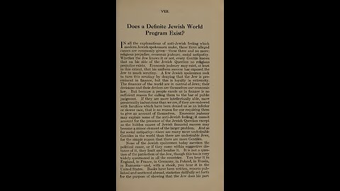 The International Jew - Chapter 8 - Does a Definite Jewish World Program Exist ?