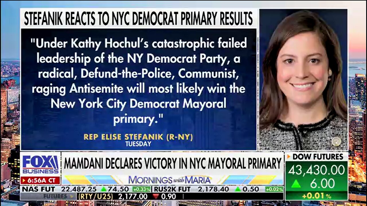 Fox Business' "Mornings With Maria" Highlights Elise Statement on NY Dem Failure's in NYC Mayor Race
