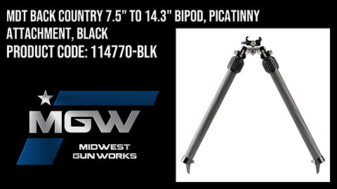MDT Back Country 7.5" to 14.3" Bipod, Picatinny Attachment, Black - 114770-BLK