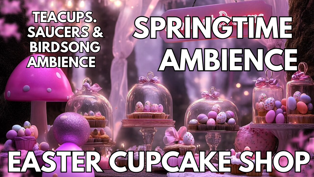 🧁Easter Cupcake Shop Ambience | Spring Birdsong, Light Winds, Tea Cup & Saucers | Springtime 4K ASMR