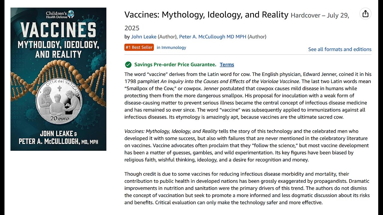 Authors Leake & McCullough Excerpt from New Book "Vaccines" The Great Prelude: Smallpox Vaccination