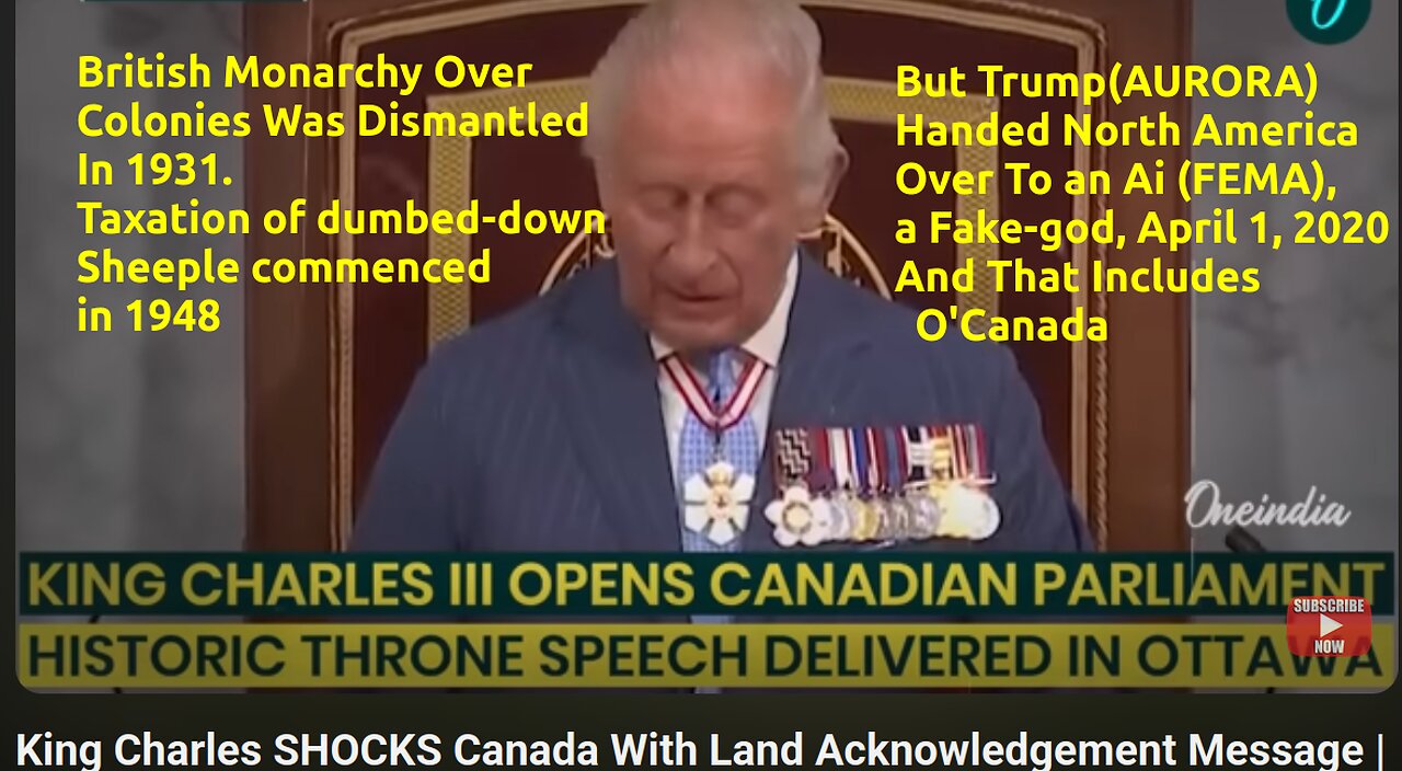 Charles Continues To Fake A Monarchy Over Canada With Complicit Masonic Traitors