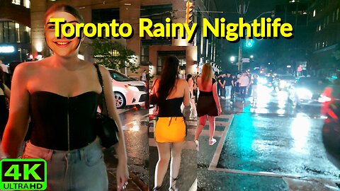 【4K】Late Night Toronto Walk 🌃 | King Street West Nightlife in the Rain