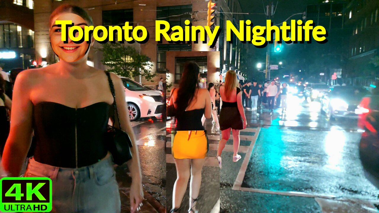 【4K】Late Night Toronto Walk 🌃 | King Street West Nightlife in the Rain