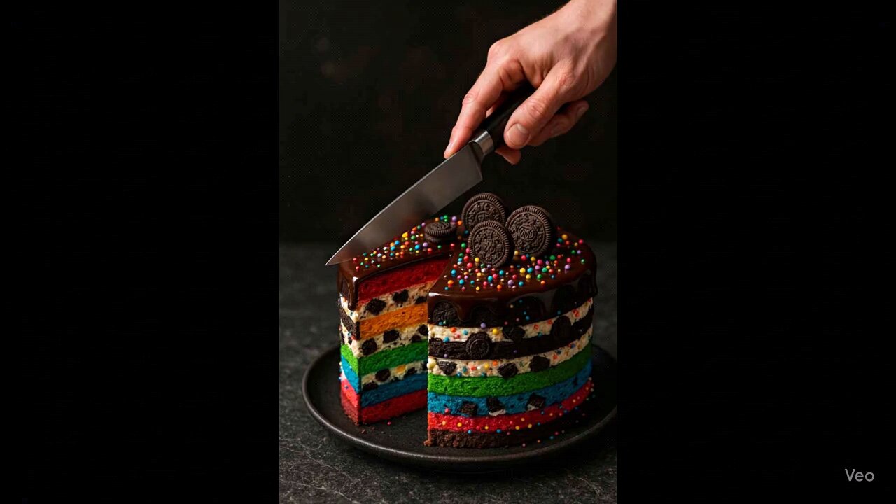 Rainbow Cake cutting ASMR