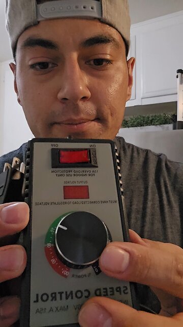 Testing speed control on a high velocity metal fan