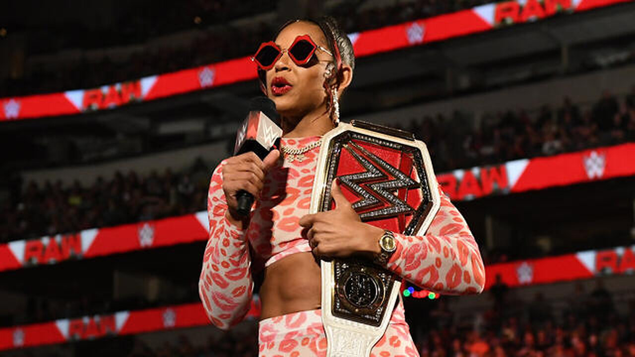 Bianca Belair celebrates winning the Raw Women’s Title at WrestleMania: Raw, April 4, 2022 @wwefree