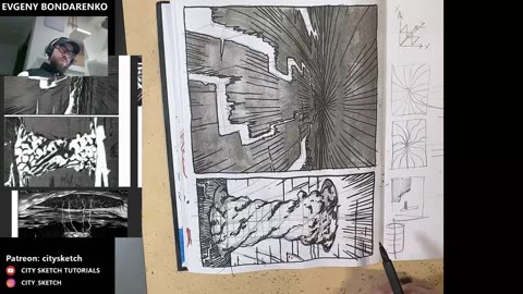 Complex perspective manga backgrounds. How to draw perspective like Tsutomu Nihei part 2.
