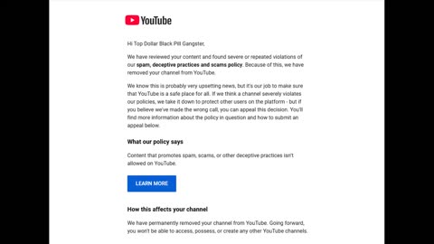 I'm banned from YouTube