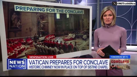 A temporary chimney is being Installed atop the Sistine Chapel in the Vatican,