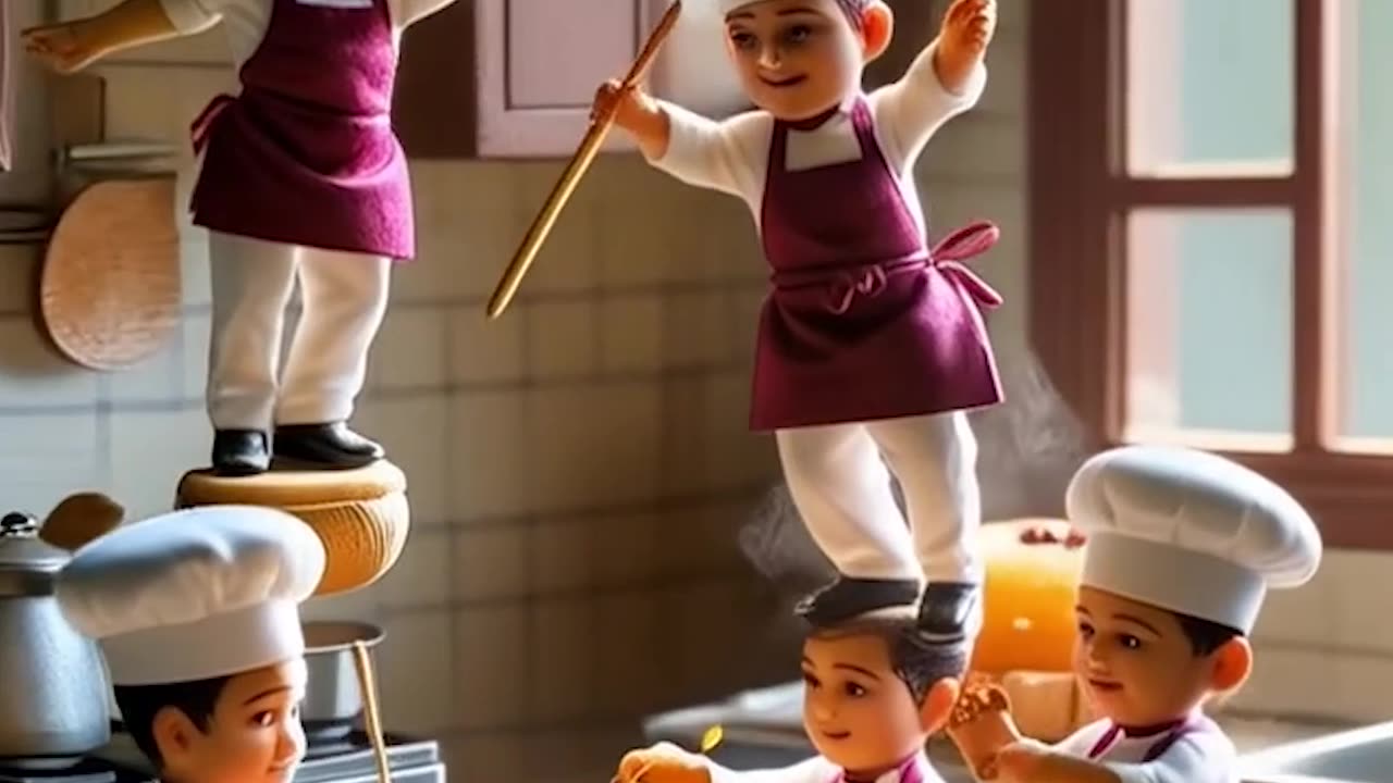 Miniature people army of chefs conquered the sweet mountain! 🍊👨‍🍳 #sweet #adventure #foodie