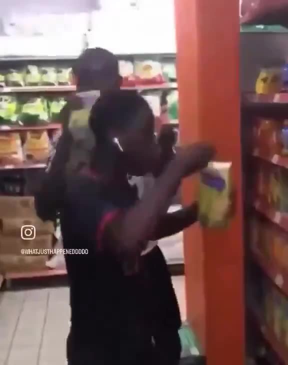 Two teens sipping from every bottle in the supermarket