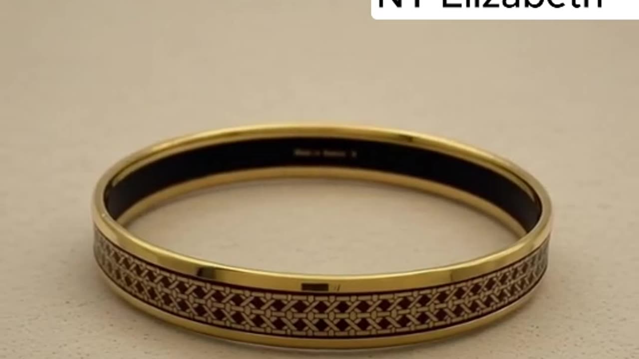 HERMÈS Émail Gold Dark Brown Hardware Bangle