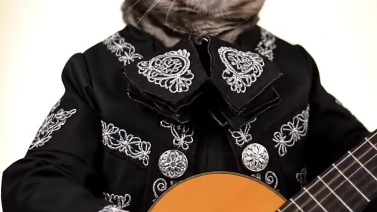 Cat playing guitar