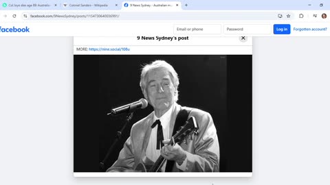 Thoughts on possible comms in Channel Nine reports about music legend Col Joye's death