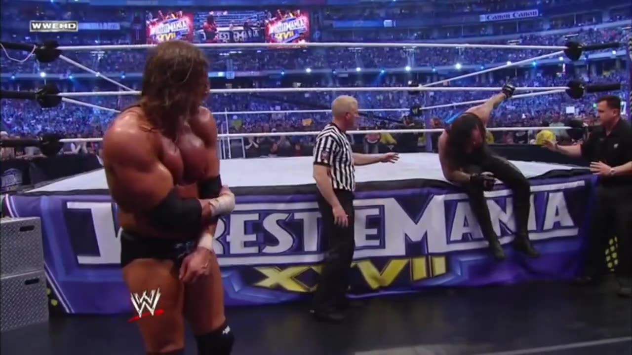Triple h vs the undertaker WrestleMania 27