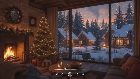 Christmas lofi music with winter snowfall ambiance