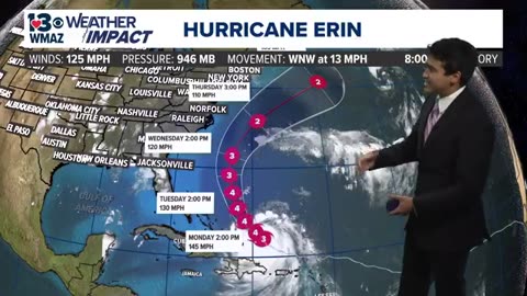 Hurricane Erin continues to reorganize (8 PM Update)