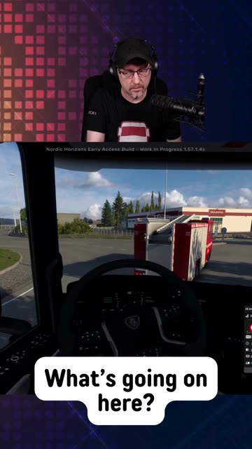 A fire truck that is waiting for Christmas and a confused truck driver.