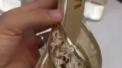 Gold & Black Jeweled Slides