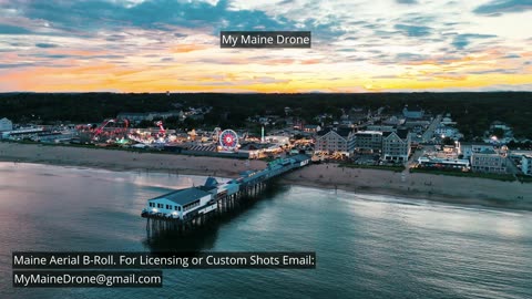 Maine B-Roll (No Sound): The Pier at Old Orchard Beach, Maine during a Beautiful Sunset Video 1