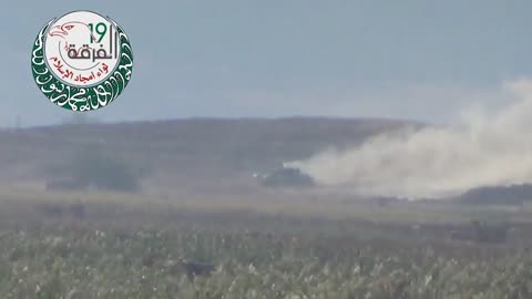 Syrian War in near Safira, S. Aleppo, HJ-8 ATGM vs. T-72, hit 2013.10.28