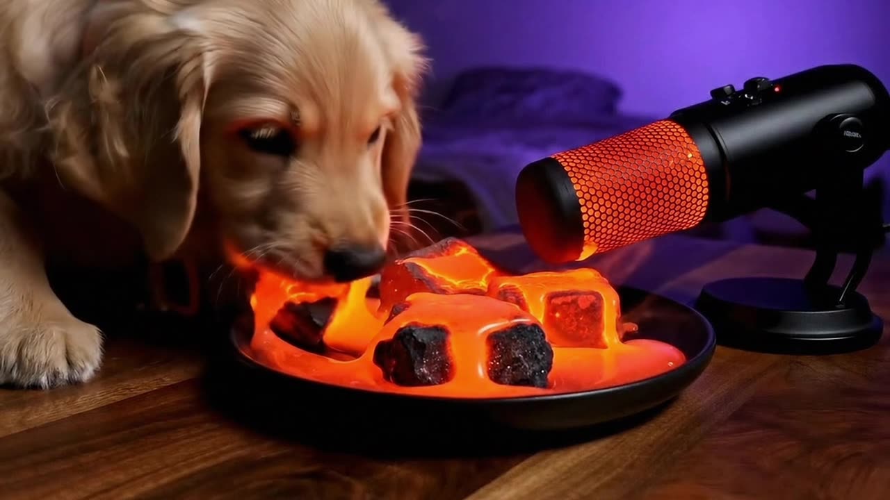 Dog Eats Lava Rocks for ASMR #viral #shorts #ai #dog