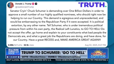 PRESIDENT TRUMP TOLD SCHUMER TO 'GO TO HELL'