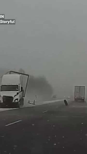 Dashcam footage shows a semi-truck sliding off I-469 in Fort Wayne, IN