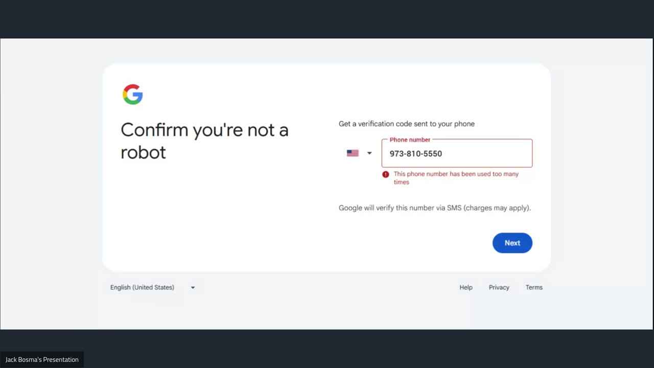 Google Account Verification Phone Number Needed