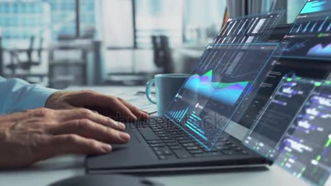 Close Up on Person's Hands Using a Laptop Computer.