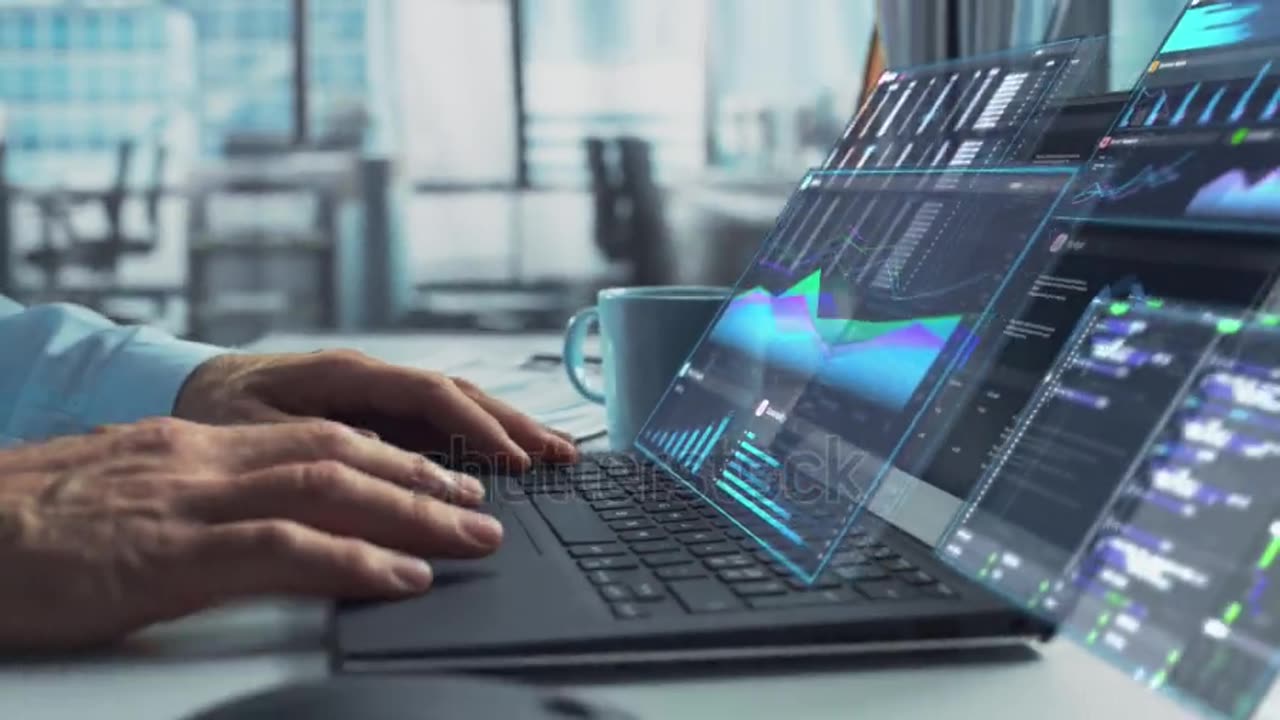 Close Up on Person's Hands Using a Laptop Computer.