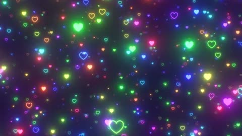 1159. Flying In Field Of Dreamy Neon Vibrant Colorful Rainbow Love Hearts