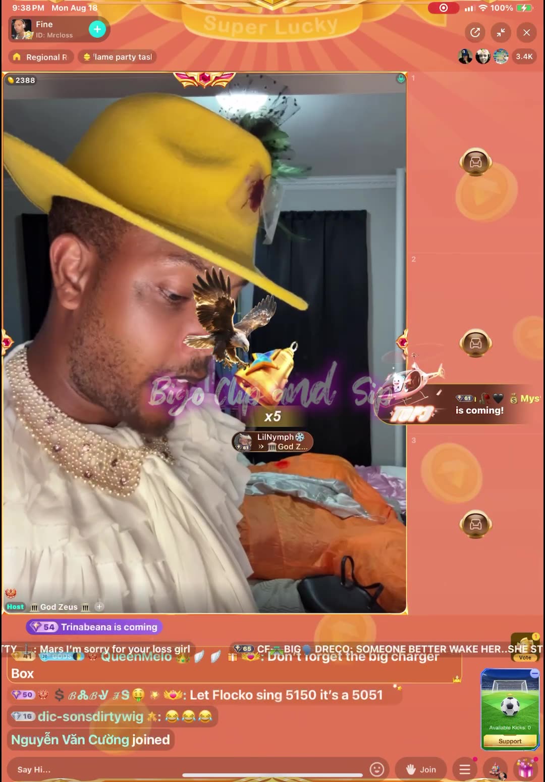 God Zeus officiates Moet Goddesss fune-shell be missed 8/18/25 #bigoclipandsip