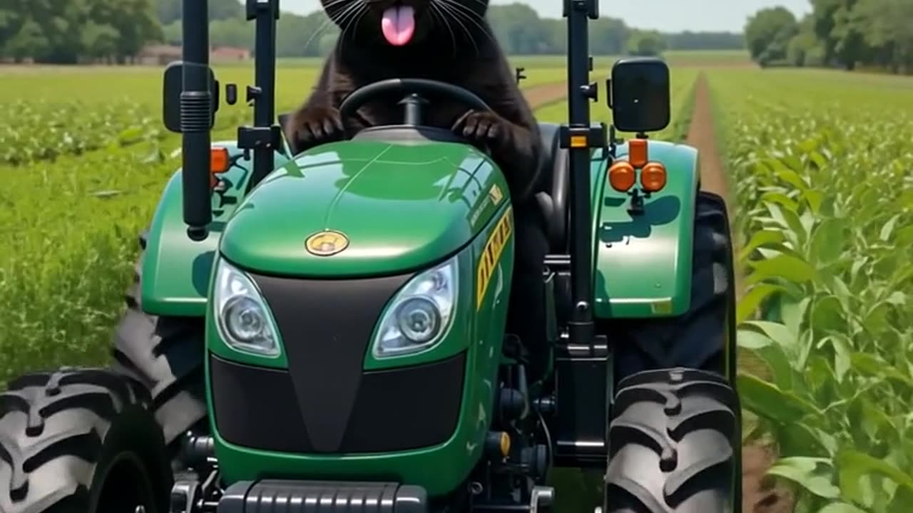 Tractor-Driving Cat? Check Out This Unusual Scene!