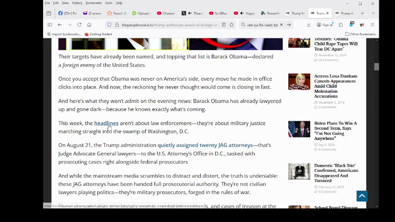 Trump Authorizes Arrest of ‘Foreign Enemy’ Barack Obama As JAG Schedules D.C. Military Tribunals