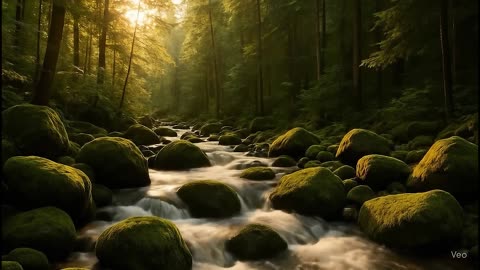 Tranquil Stream & Soft Piano Music for Relaxation | Calm, Peaceful Background Music