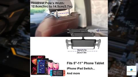 Timewall Car Headrest Tablet Mount, Backseat Seat Universal Cell Phone Holder 360 Swivel R