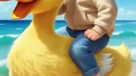 A cute baby playing laughing with duck #funny #ducklingspro #cute #baby