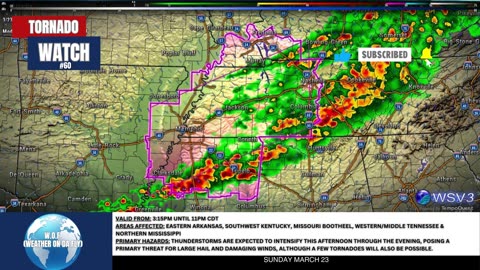 🌪️ Tornado Watch #60: AR, KY, TN, MS! 3/23/25 #shorts #severeweather