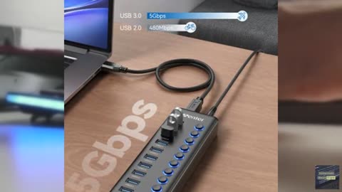 Powered USB Hub, Wenter 11-Port USB Splitter Hub (10 Faster Data Transfer Ports+